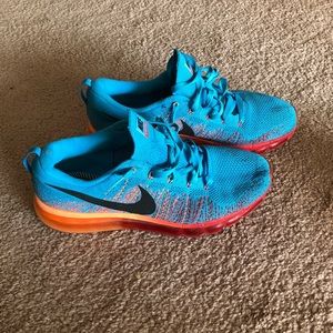 nike flyknit air max men's blue/orange